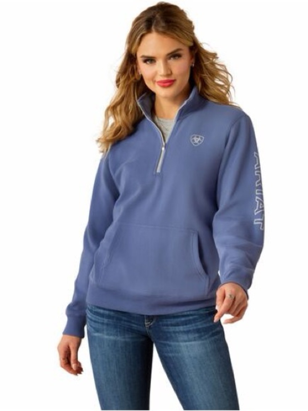 ARIAT Women's Logo 1/2 Zip Sweatshirt Blue Pullover Size 3X